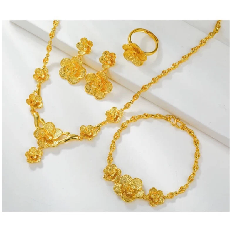 

24k Gold Plated Necklace Jewelry Set one gram gold jewelry set nigerian wedding jewelry set