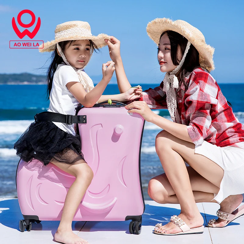 
Manufacturer patent new design personalized cute cabin travel kids luggage set with seat suitcase 