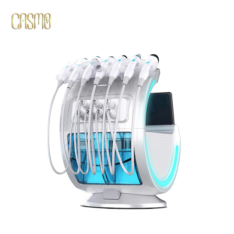 

CASMB2020 Multifunction Smart Ice Blue Ultrasonic RF Aqua Skin Scrubber Dermabrasion Hydro facial Machine with skin analysis