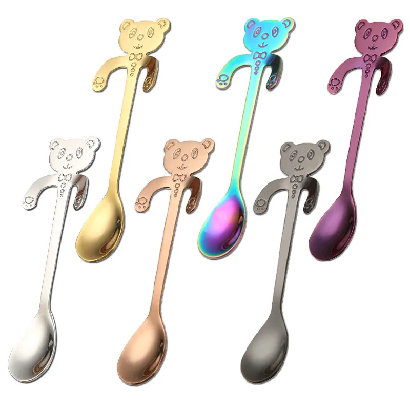 

2021 Creative Product Idea Spoon Cartoon Cat Spoon 304 Stainless Steel Hot Sales Tea spoons Wedding Tableware