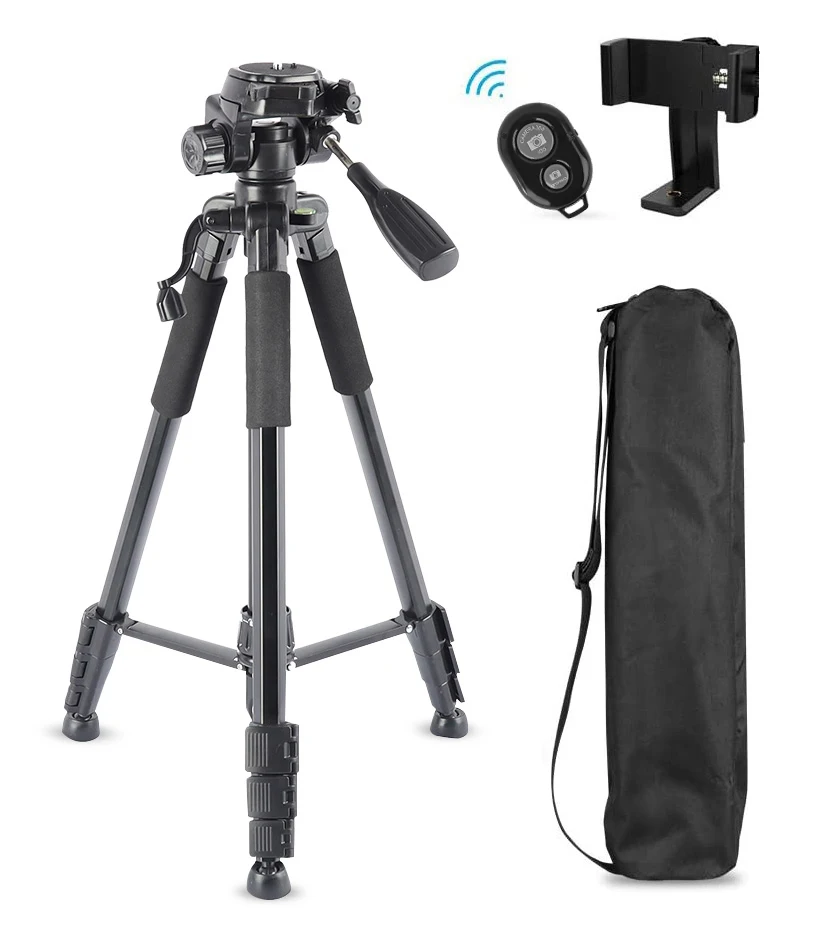 

Camera Tripod Travel Monopod 70" Aluminum Professional Video Camera Mount Leg Adjustable Stand with Flexible Head, Black