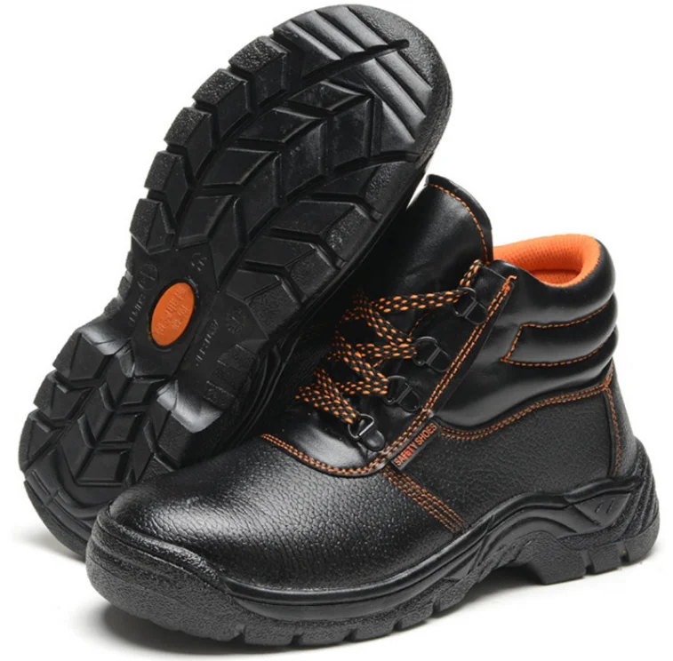 

High Ankle industry labor rubber safety shoes with steel toe cheap price Anti-smashing Anti-poercing, Black