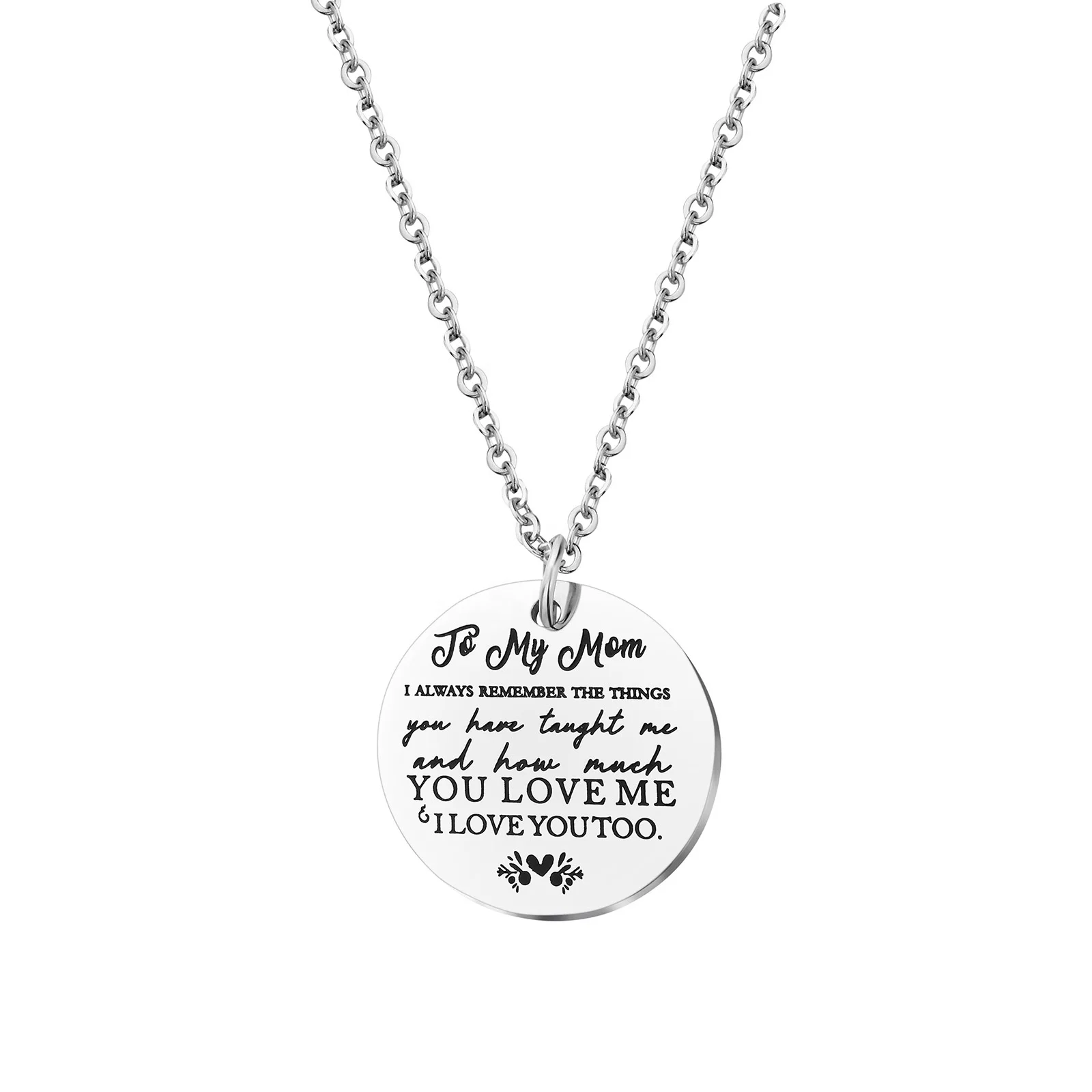 

Personalized Men circular Tag Necklace Custom Engraved Pendant Necklace jewelry, Steel color