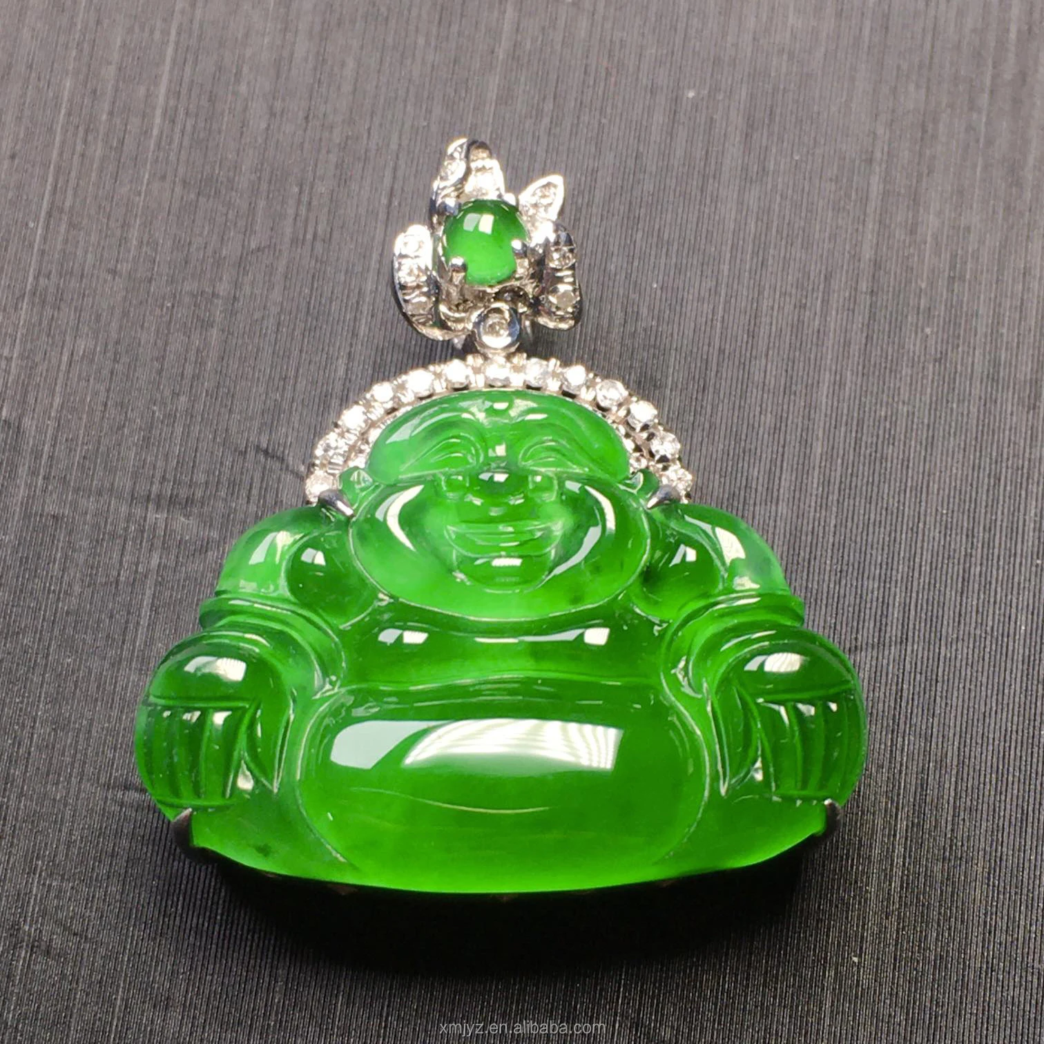 

18K Gold Diamond Pendant A Grade Jadeite Ruyi Guanyin White Gold Green Purple Jade Buddha Pendant Necklace