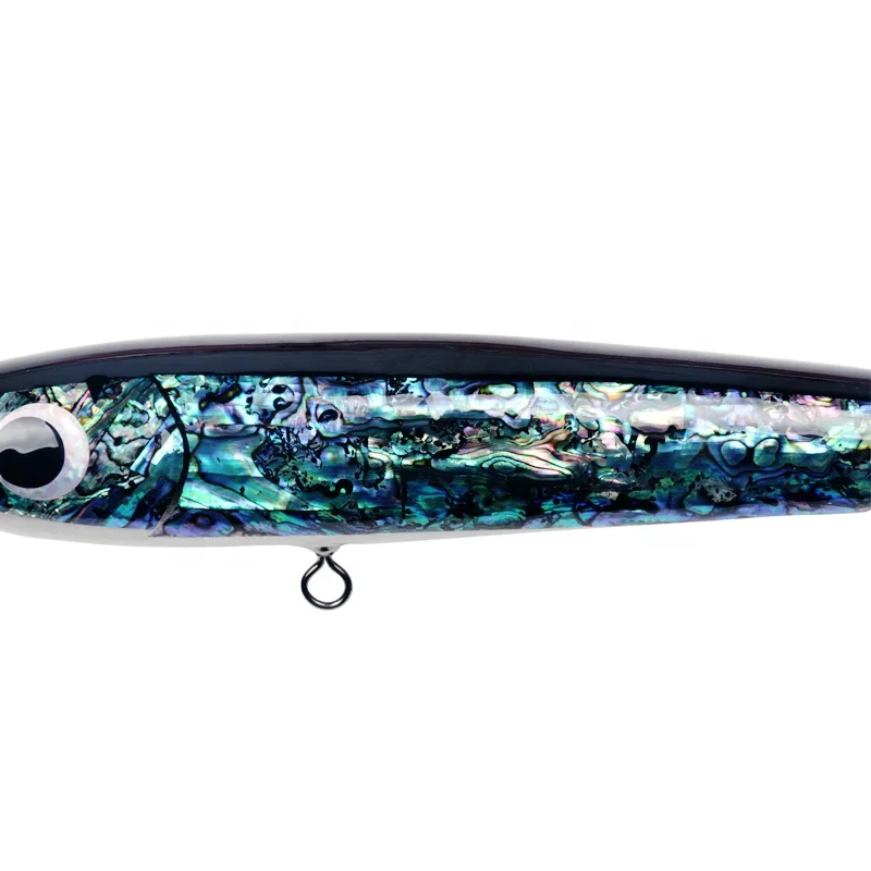 

high quality 140g real abalone shell wooden trolling pencil lure big game saltwater fishing lures, Customized