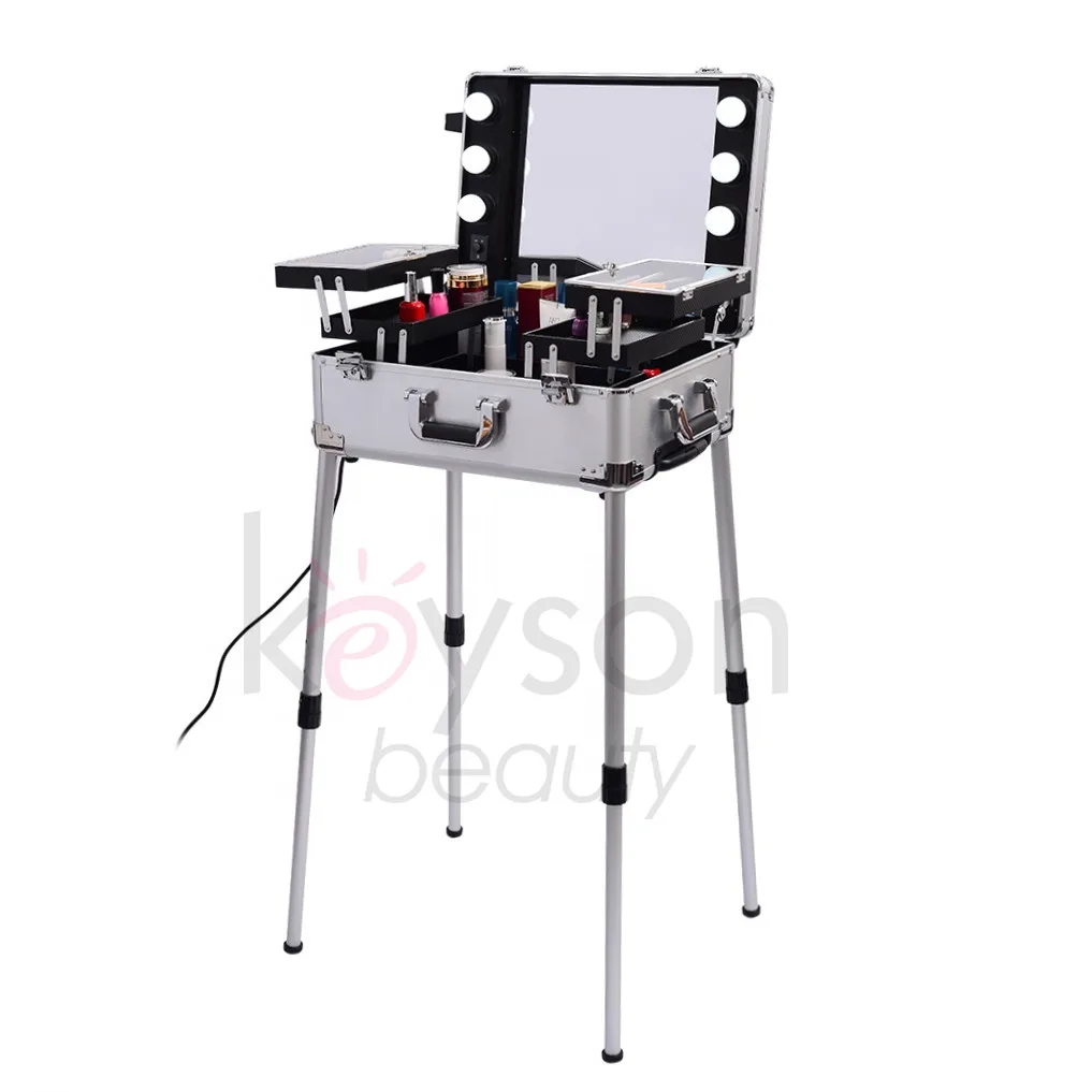 

Keyson makeup artist train case professional makeup case with lights portable makeup station, Rose gold,gold,black,pink,etc