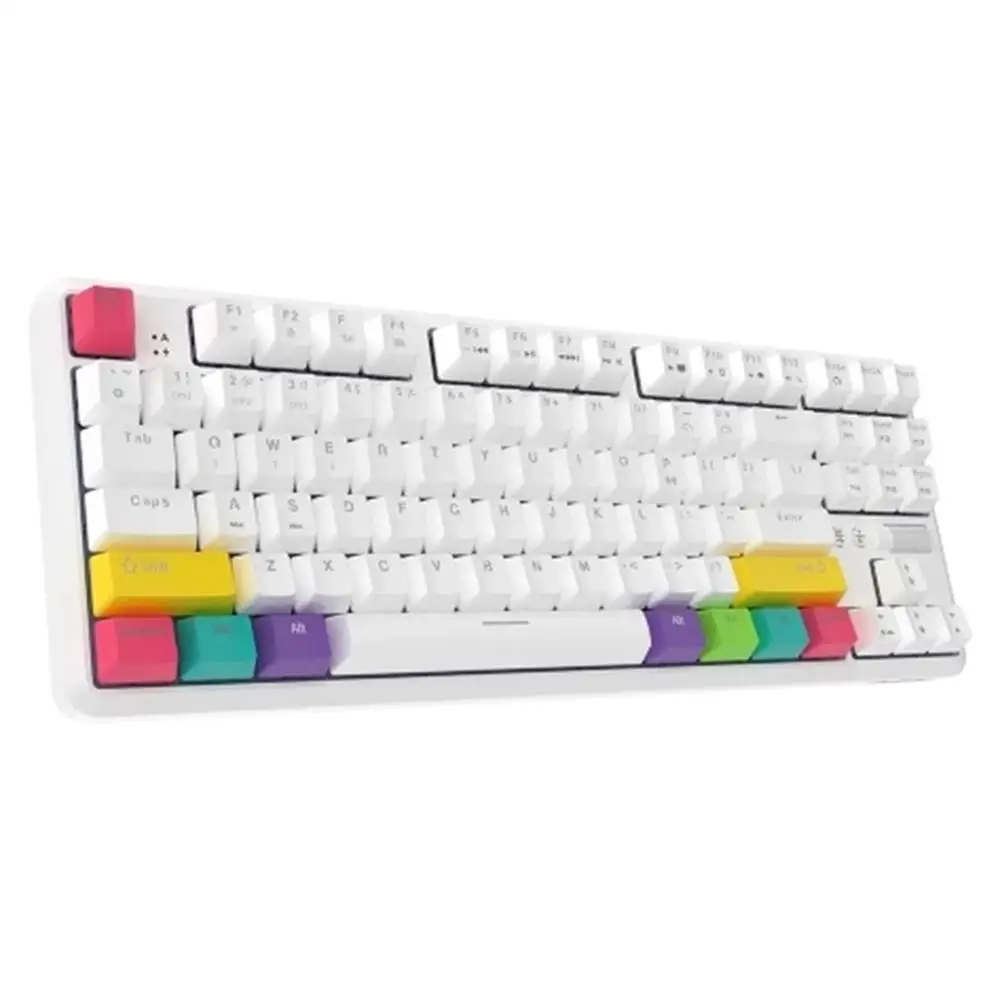 

AJAZZ K870T BT Wired Dual Mode Keyboard RGB 87 Keys Mechanical Gaming Keyboard, White/black