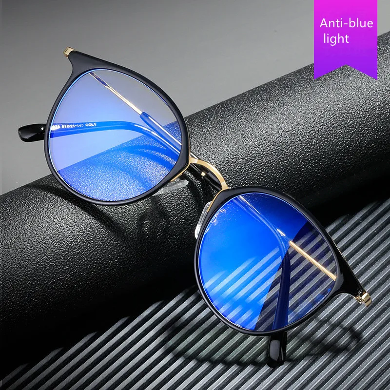 

New TR90 retro small round frame anti-blue light flat glasses frame trendy frame men's glasses