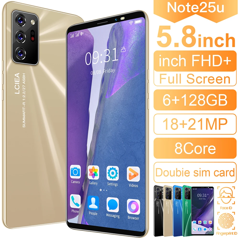 

Note 25u Large Battery New 4g Free Delivery Mobile Phone Android10 Gaming Smartphone Cellphone 5.8Inch 4GB+ 64GB Smartphone