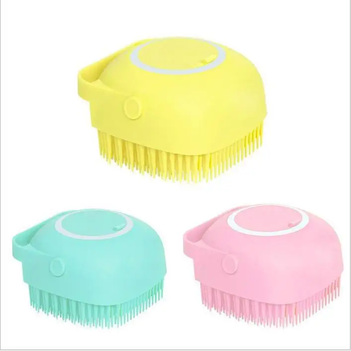

New arrival soft Silicone Bath Brush for baby shower brush Liquid Dispenser Shampoo brush