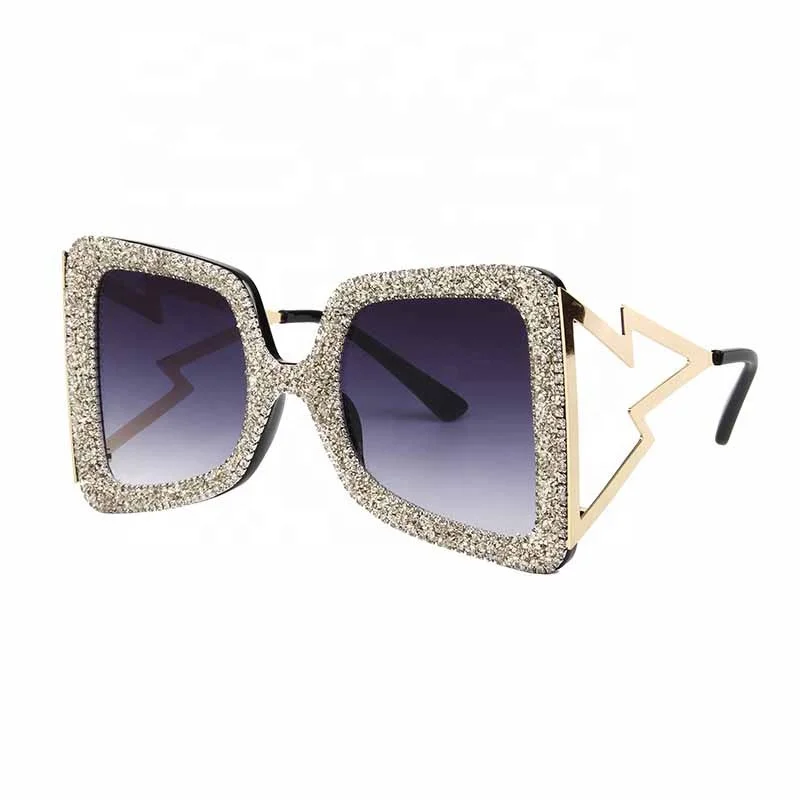 

Designer Oversized Sunglasses Women Big Wide Temple Bling diamond Fashion Shades UV400 Vintage Brand Sun Glasses gafas de sol, Customized color