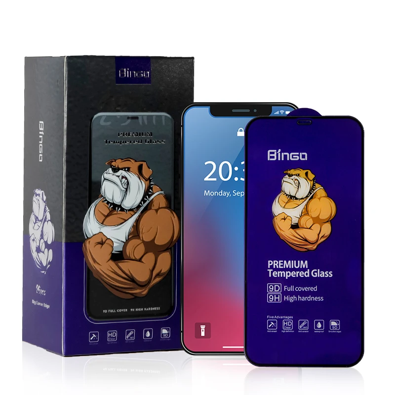 

Mo high transparent full glue bubble free anti-oil bingo dog phone glass protector for iphone 13 screen protector