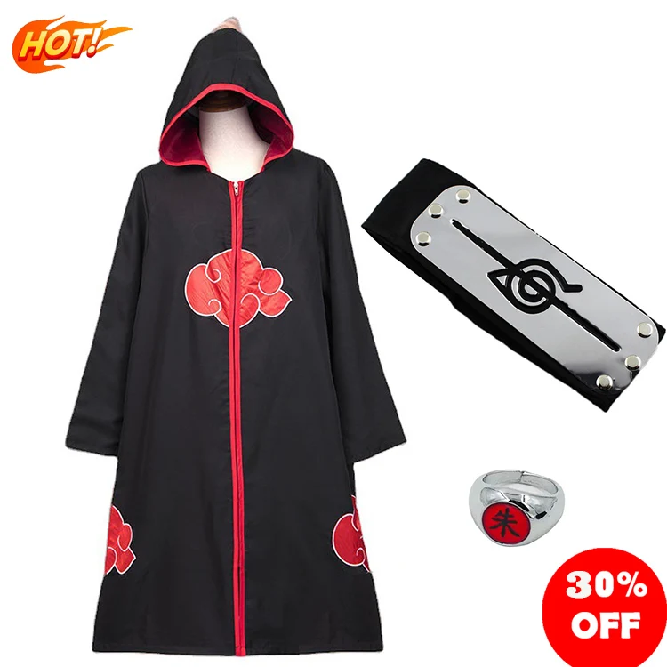 

Japanese Anime Long Sleeve Cloak Halloween Carnival Funny Adult Cosplay Costume Manga Clothes Akatsuki Cloak