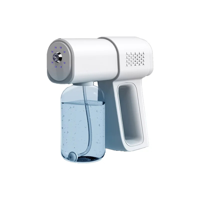 

Wireless Disinfectant Gun Portable Handheld Blue Light Nano Sterilizing Gun Electric Alcohol Sanitizer Spray Gun, White black