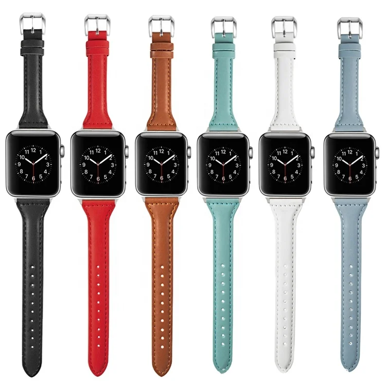 

Genuine Leather Watch Accessories High Quality Apple Watch Strap Watchbands, White, red, black, brown, mint green, haze blue