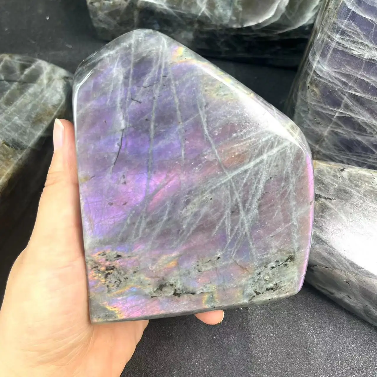 

Wholesale Healing Stone Crystal Beautiful Polished Freeform Purple Labradorite Ornaments For Decoration