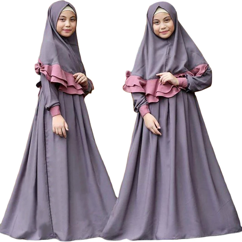 

MXCHAN EID dress for kids drop shopping islamic clothing Full set abaya muslim kids abaya for girl