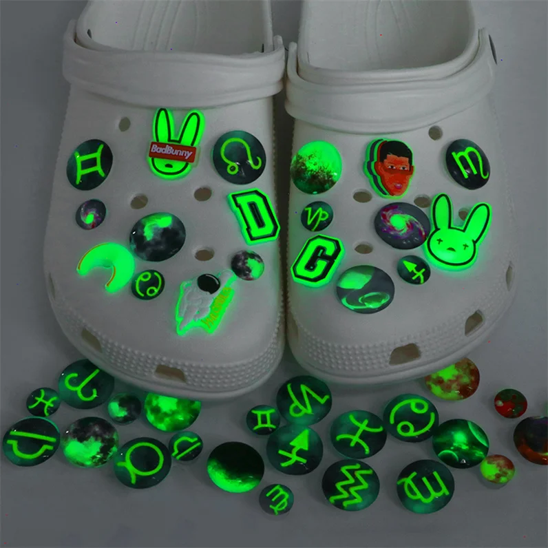 

Wholesale Hot Selling Twelve Zodiac Shoe Decoration Accessories For Glow In The Dark Bling Croc Charms