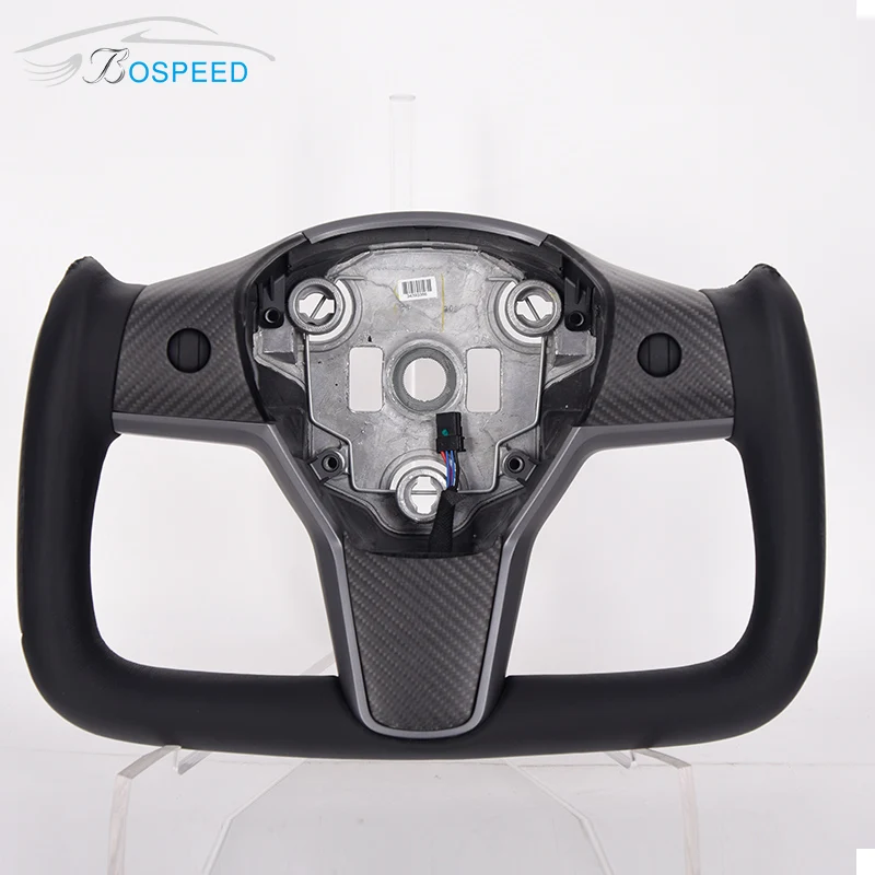 

For Tesla Model X S Y 3 Yoke Custom Leather Carbon Fiber Car Steering Wheel Racing Wheel Convertible