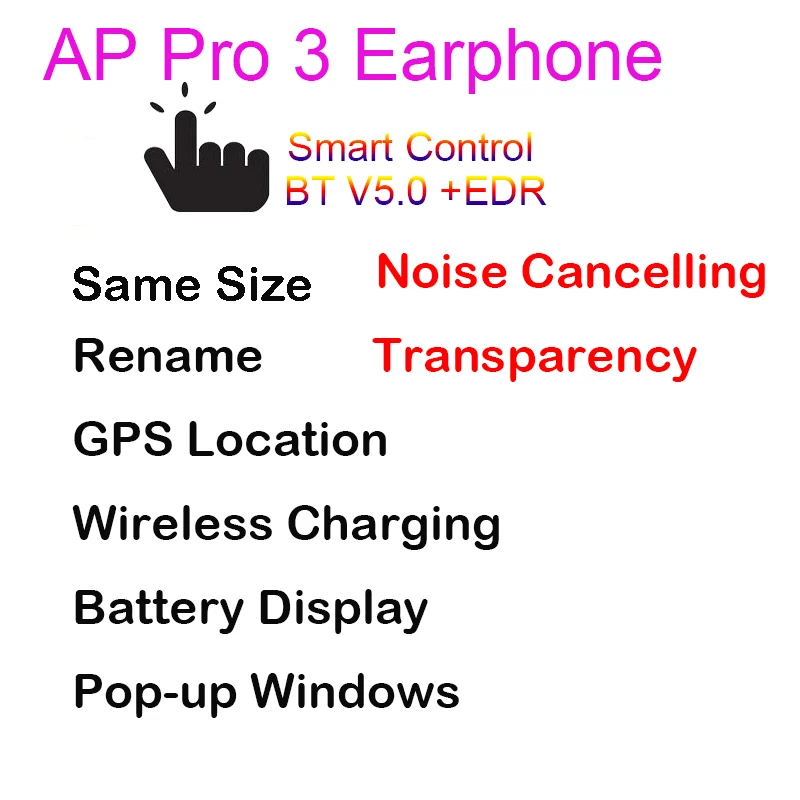 

Airs3 Pro TWS Wireless Earphone ANC 25DB Active Noise Cancellation Airoha Wireless Headphone Rename GPS Positioning Earbuds