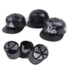 Free samples plain black pu leather snapback wholesale