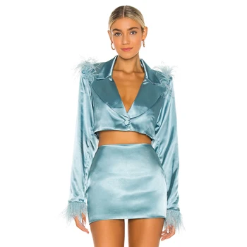 

New Arrival Ladies Two Piece Mini Skirt Suit Women's Suits & Tuxedo Luxury Clothes For Women Stain Dress, As picture