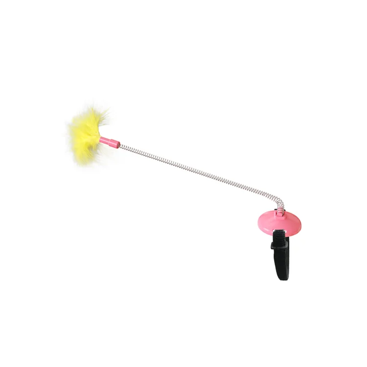 

Hot sale high quality cat self-healing collar high quality cat neck spring Feather Self Playing Spring Stick Toy