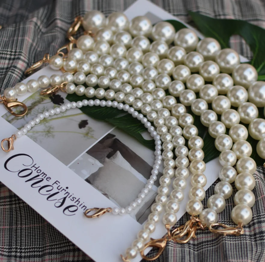

Pearl Beaded Bag Chain Handle Sling Accessory Decoration