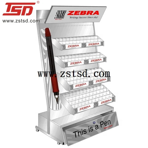 
retail store floor pos pen display stand/stationery display shelf rack 