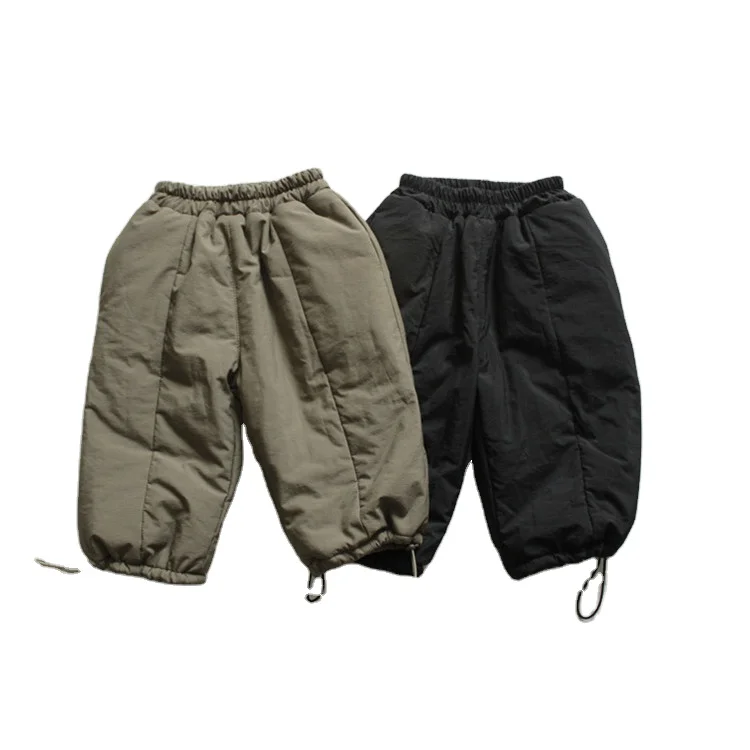

Thickened fleece long pants kids winter trousers children clothing with solid color