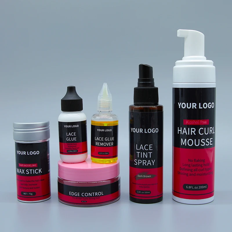 

High Quality Private Label Natural Hair Repair Growth Oil Wig Lace Glue Wig Adhesive Waterproof Lace Glue Set Remover