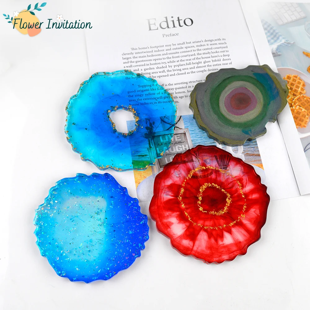 

6Pcs Cup Coaster Base Round Mold Suit Silica Gel Mold Epoxy Resin Mold DIY Material Jewelry Technology