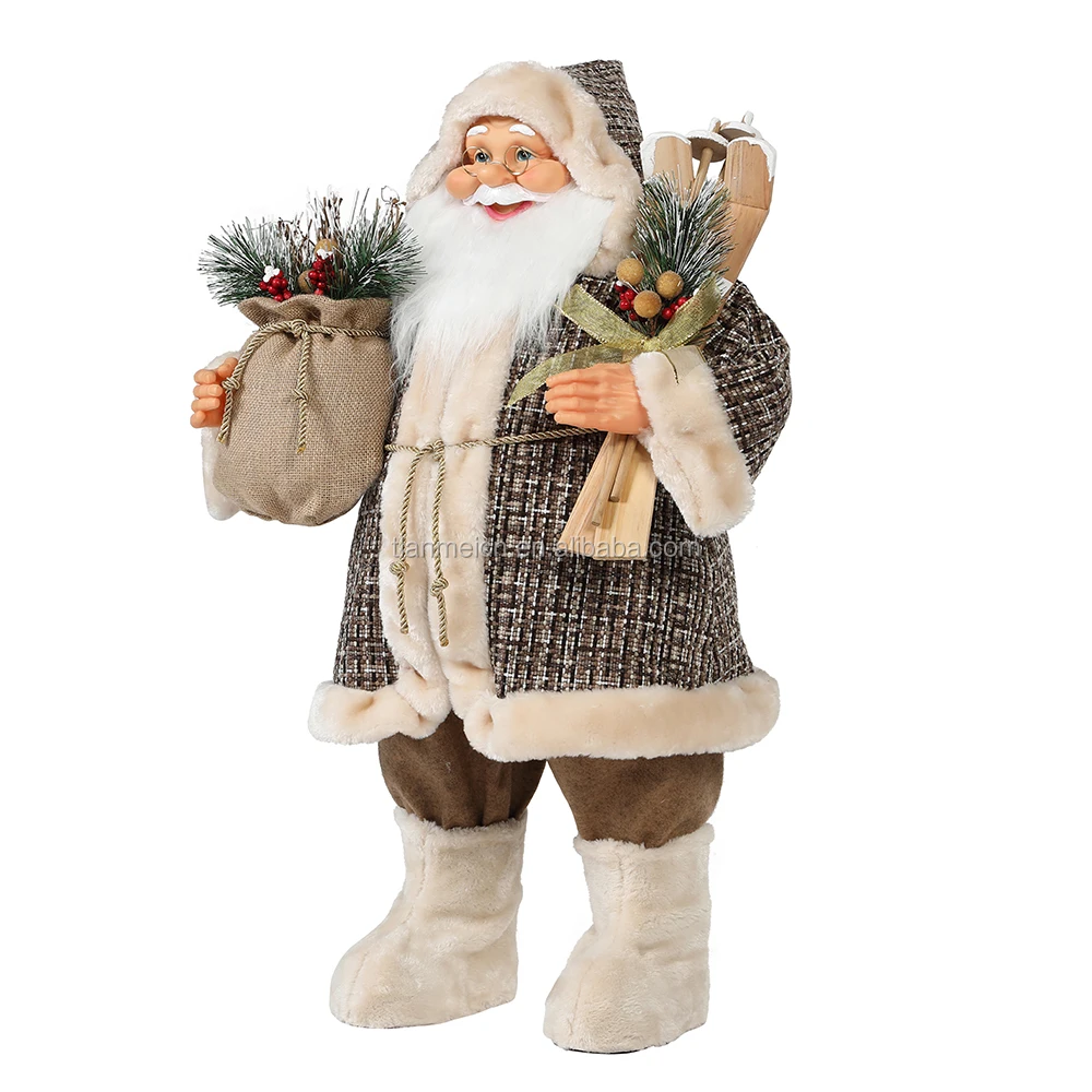 30~110cm Christmas Standing Santa Claus With Skis Ornament Decoration ...