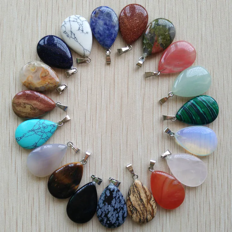 

Custom Natural Stone Crystal Water Drop Shape Stone Pendant Necklace DIY Jewelry Making