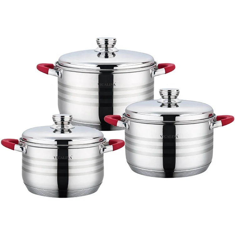 

6pcs Stainless Cookware Set with Capsuled Induction bottom casserole With new design stainless steel Lid