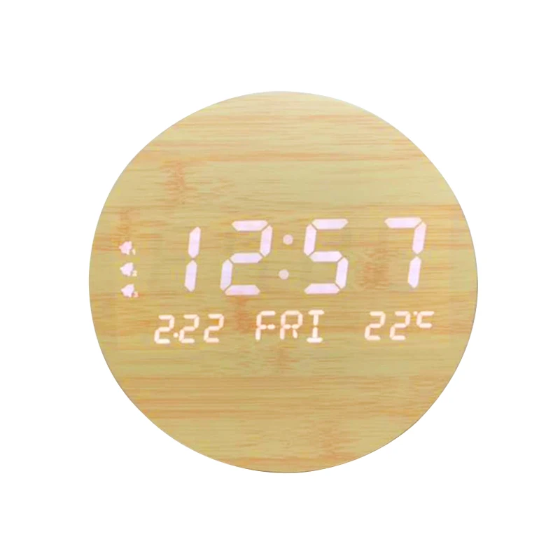 

Modern Home Decorative Indoor Wooden large Digital Wall Clock Led Temperature Calendar Display Digital Alarm Clocks For Sale