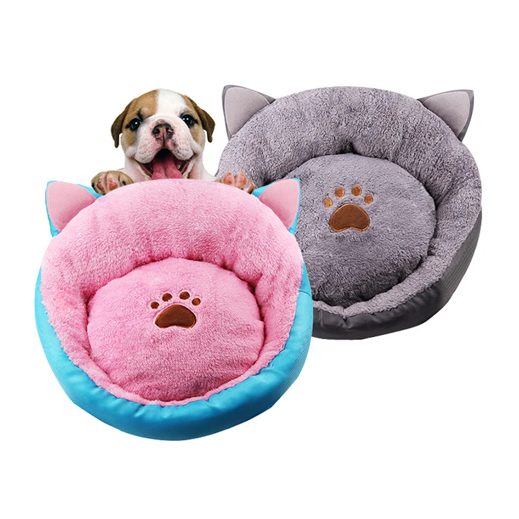 

portable round memory foam comfort soft luxury plush sofa paw cama de perro para mascotas pet dog bed, Pink gray