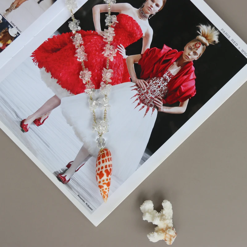 

Handmade Pure Natural Crystal+Shell Necklace Beach Wedding Holidays Jewelry Gift