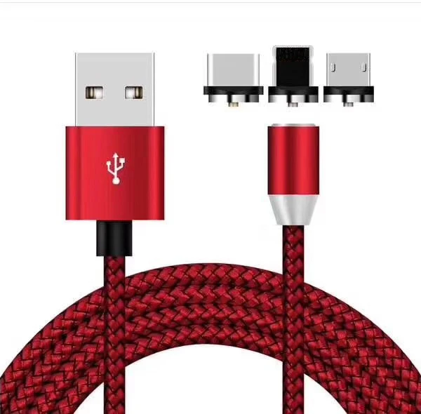 

Round Magnetic USB 3 in 1 Magnet Charger USB-C Cable With Type-C Micro USBA lOS Charging Cable For Phone And Smart Wtach