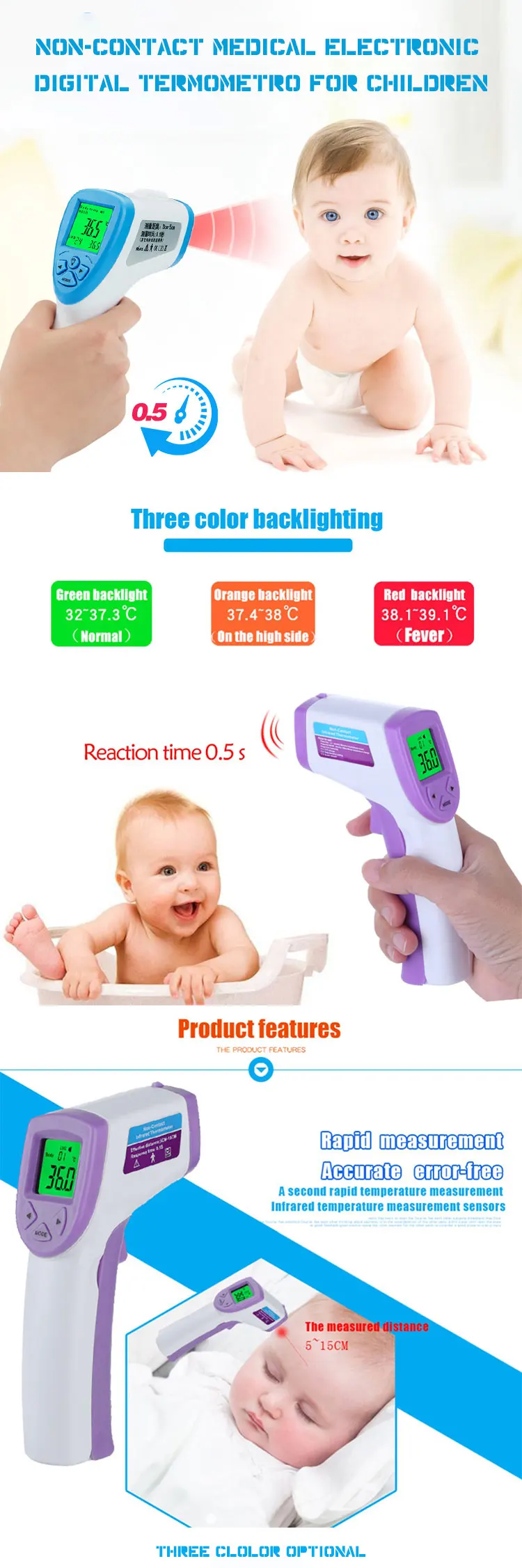 Infrared Thermometer Temperature Digital Fever Measure for Baby Adult Non-Contact high temperature gun - KingCare | KingCare.net