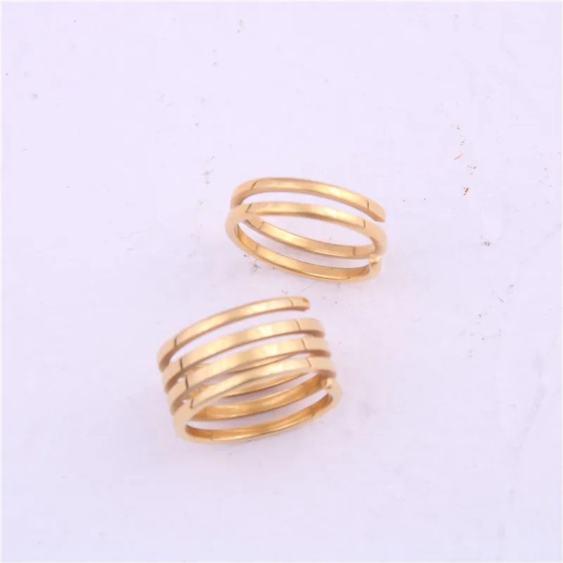 

High End 18K Plain Gold Spiral Multi-layer Rings Stainless Steel Trendy Simple Gold Plated Jewelry