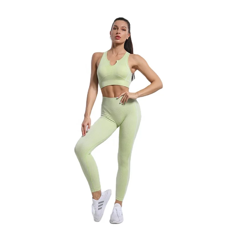 

New Girl Sport Yoga Sports Tube Nude Seamless Bra Compression Spandex Yoga Set Women Yoga Pants Leggings Seamless Suit, As pciture