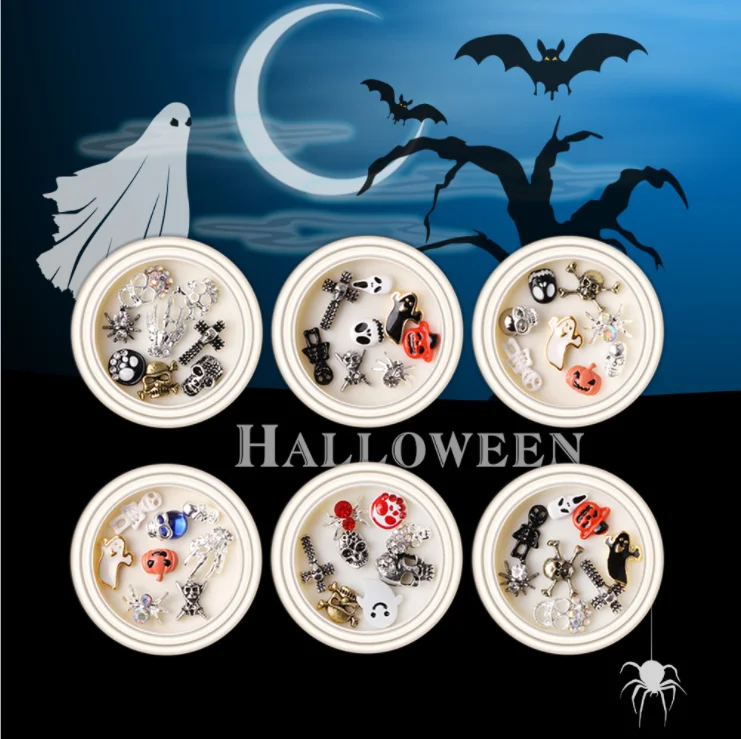 

3d Black Gold Metal Halloween Decorations Halloween Stuff For Nails Christmas Nail Halloween Nail Charms