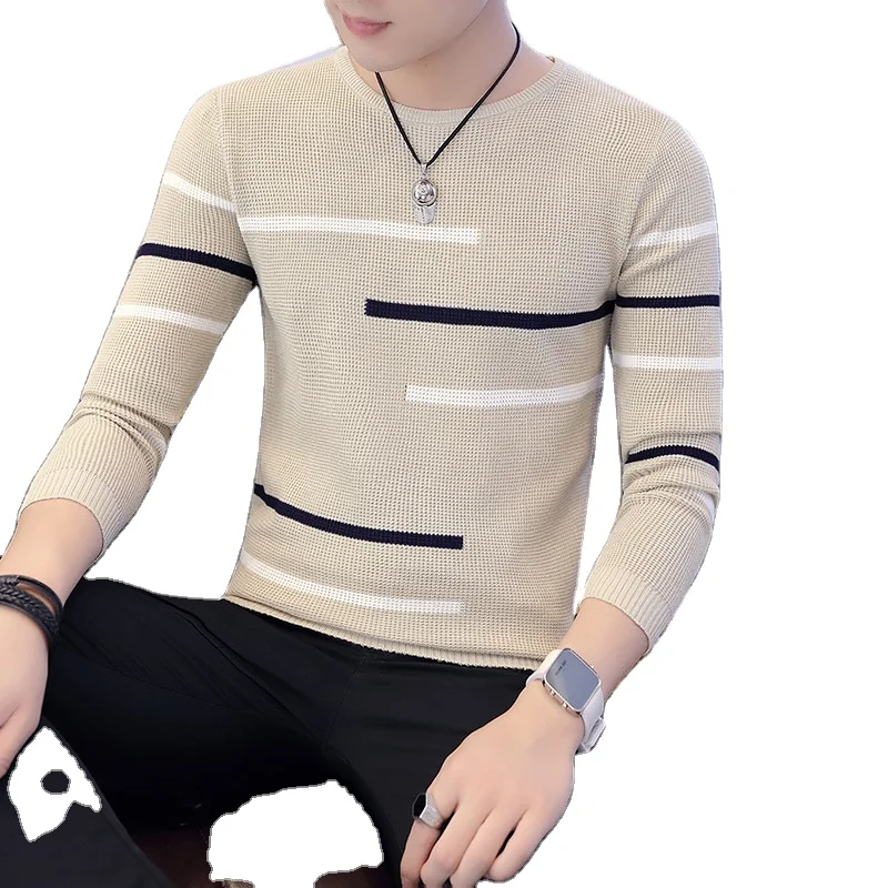 

Fashion Stitching Men's Sweaters Male Knitwear Sweater Warm Patchwork Round Collar Clothing Cotton Casual Wool Pullovers