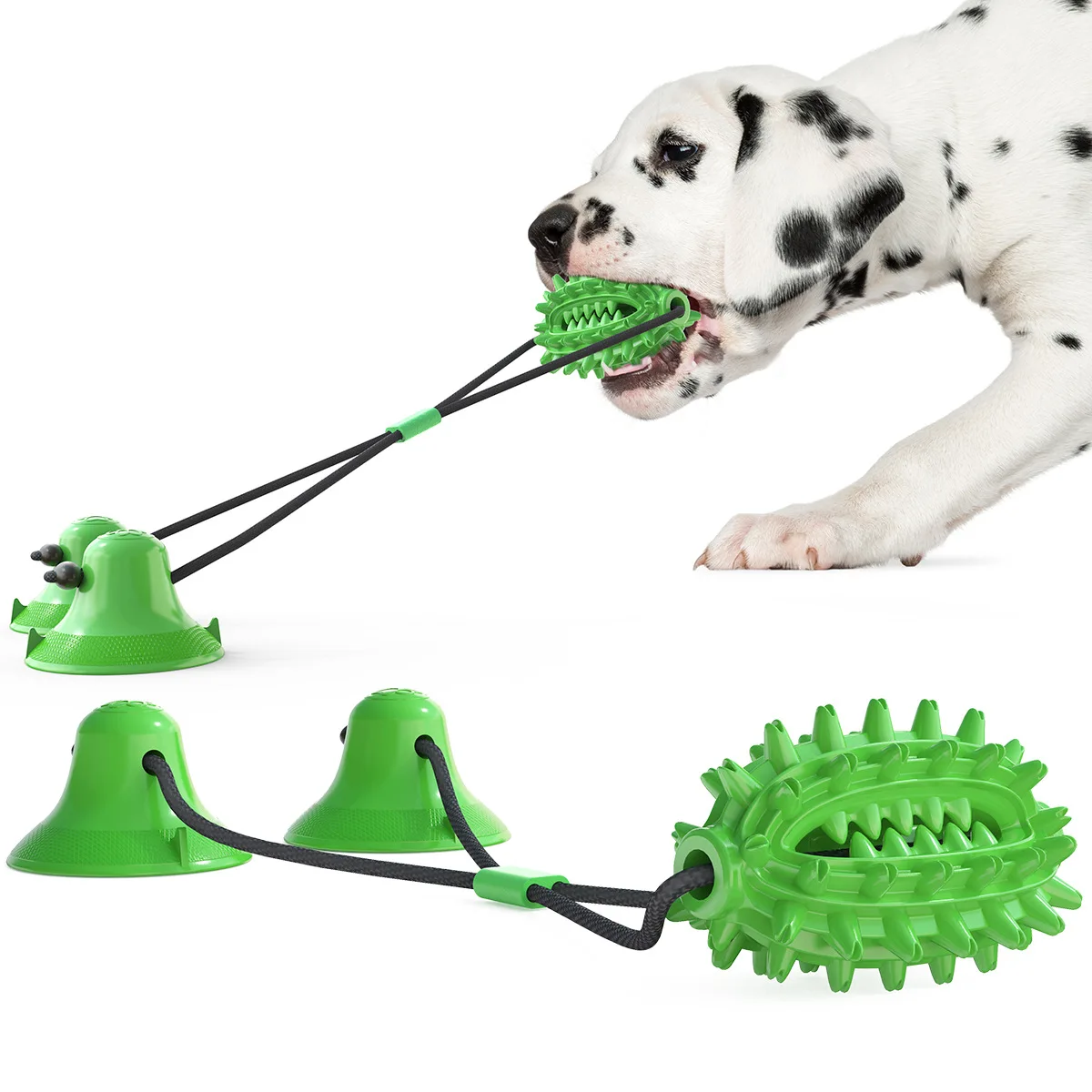 

Dog Chew Toys for Aggressive Chewers, Amazon hot style double suction cup dog toy tug of war molar ball dog toothbrush, Customized color