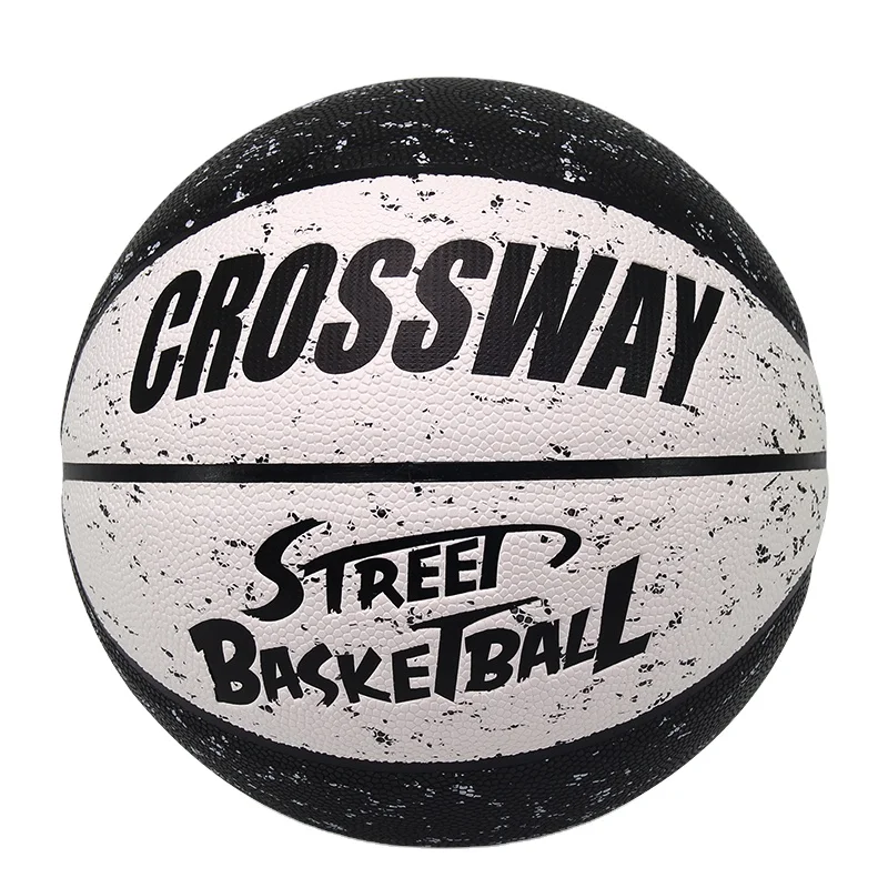 

Sports outdoor black white PU leather official size 7 street basketball ball, Customize color