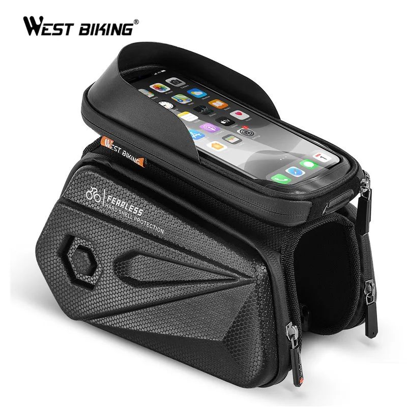 

WEST BIKING New Reflective Large Space Outdoor Bike Portable Bicycle Frame Bag Convenient Waterproof Travel Bicycle Frame Bag, Black