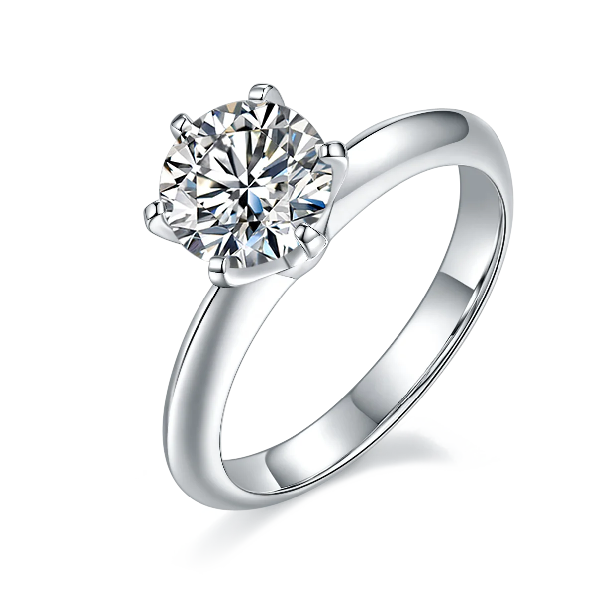 

18K White Gold Plating Ring for Women Solitaire Round Cut D VVS 1.5CT Moissanite Diamond Wedding Ring