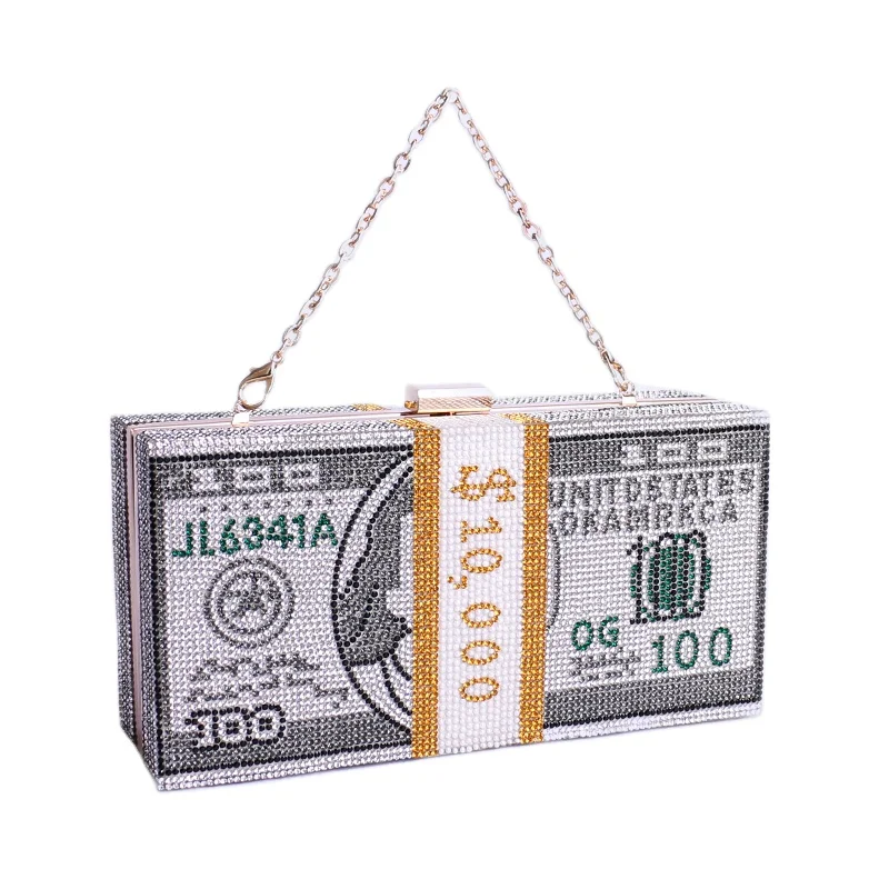 

BM9169 Fall Dollar Ladies Clutch Bag Handbags For Women Luxury Evening Pink Party Bags Wedding Rhinestone Purse Dollar Bags