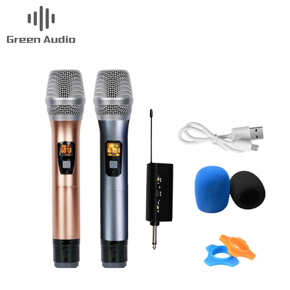

GAW-001B New Universal wireless microphone UHF FM home karaoke singing microphone outdoor lever audio microphone, Silver&gold